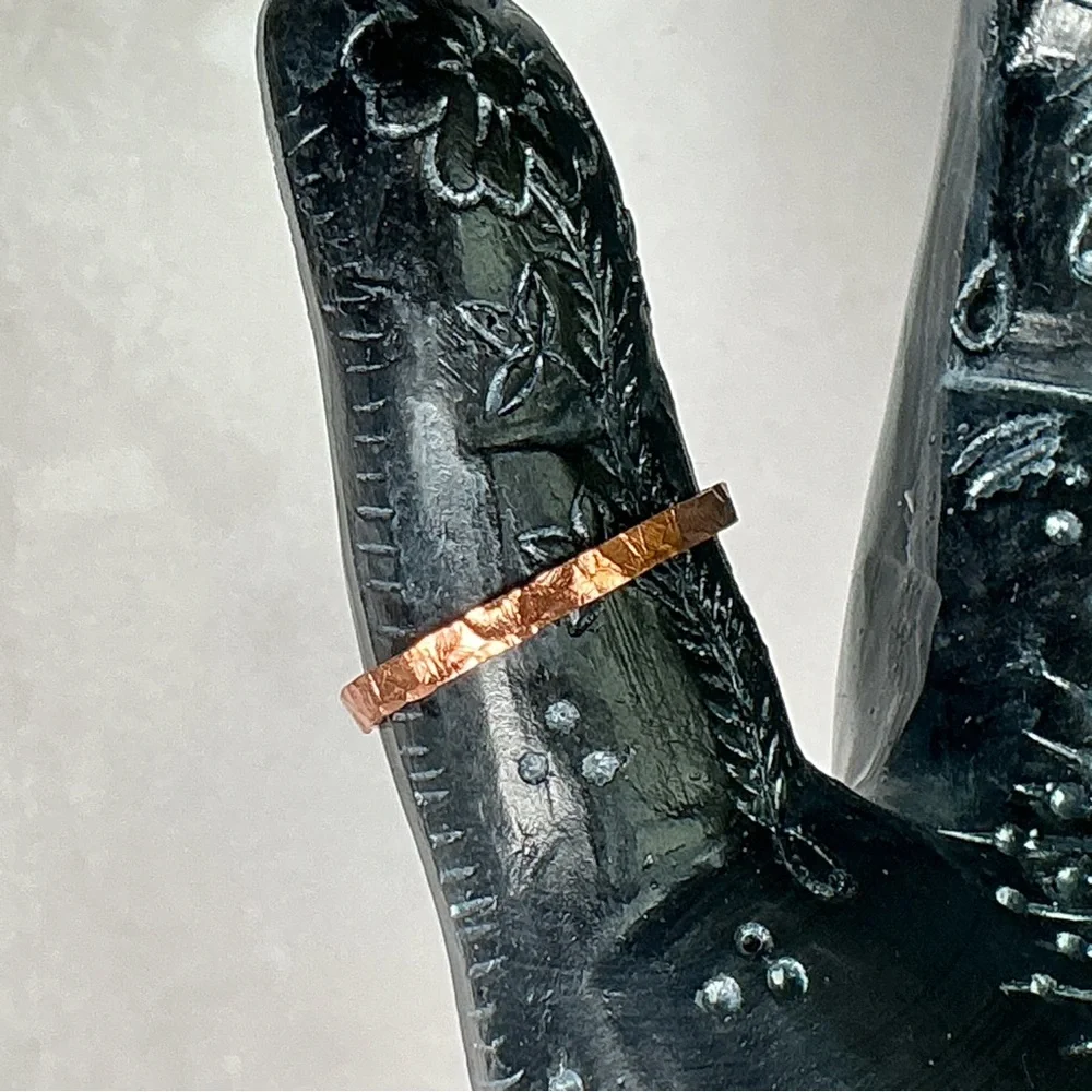 Raw Copper Ring Size 8.5 Band Jewelry Minimal Hammered Solid Handcrafted USA #B - Picture 5 of 12